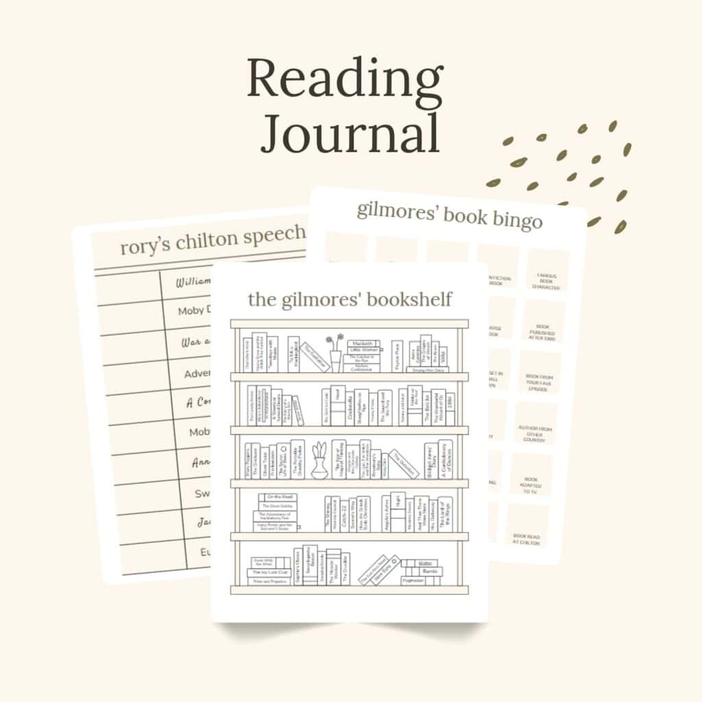 reading journal: rory's chilton speech, the gilmores' bookshelf, gilmores' book bingo.