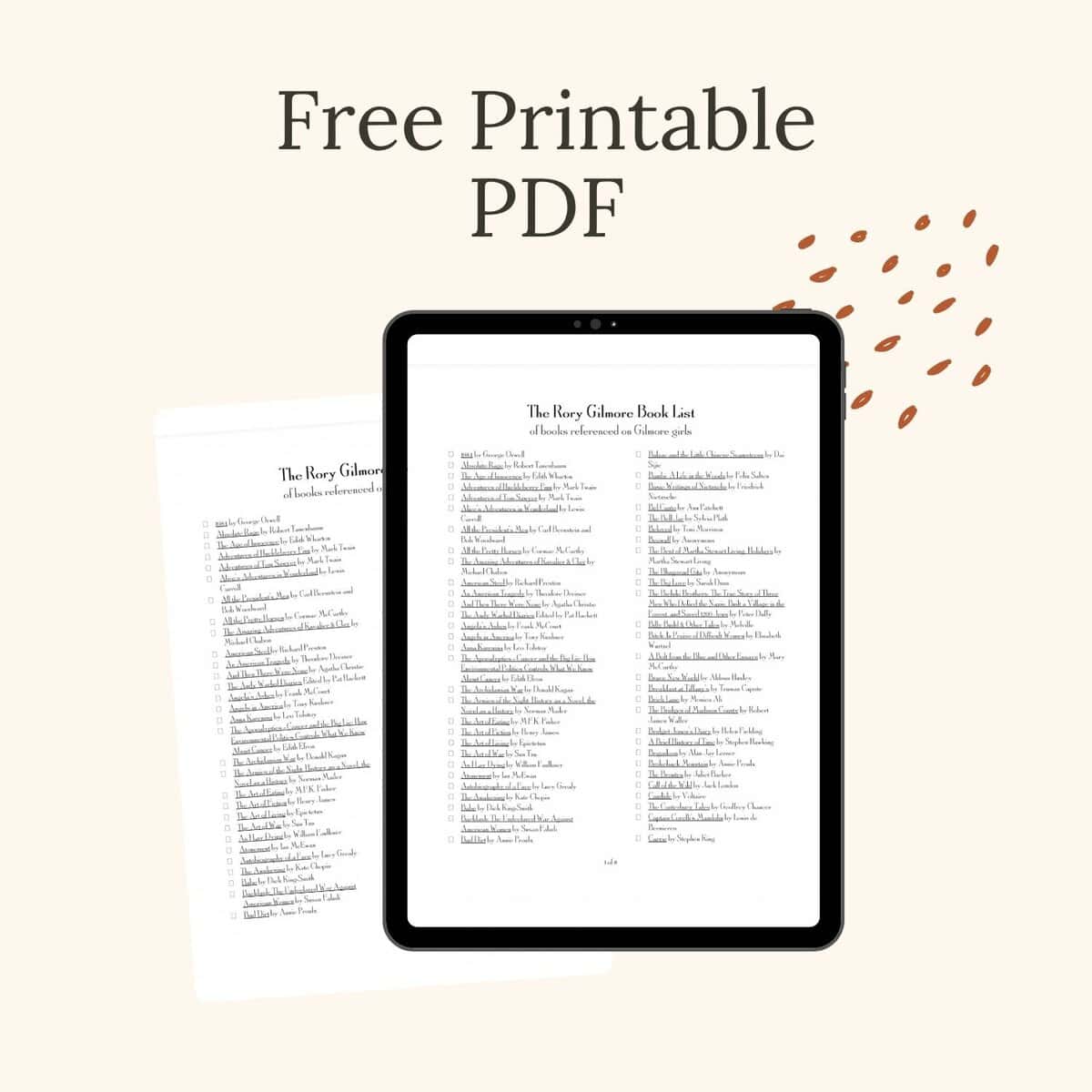 Free printable PDF: Rory Gilmore Book List.