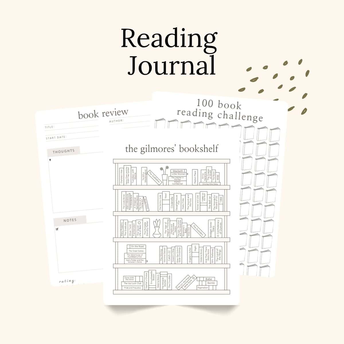 printable pdf Reading Journal pages.