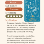 pride and prejudice by jane austen book review infographic.
