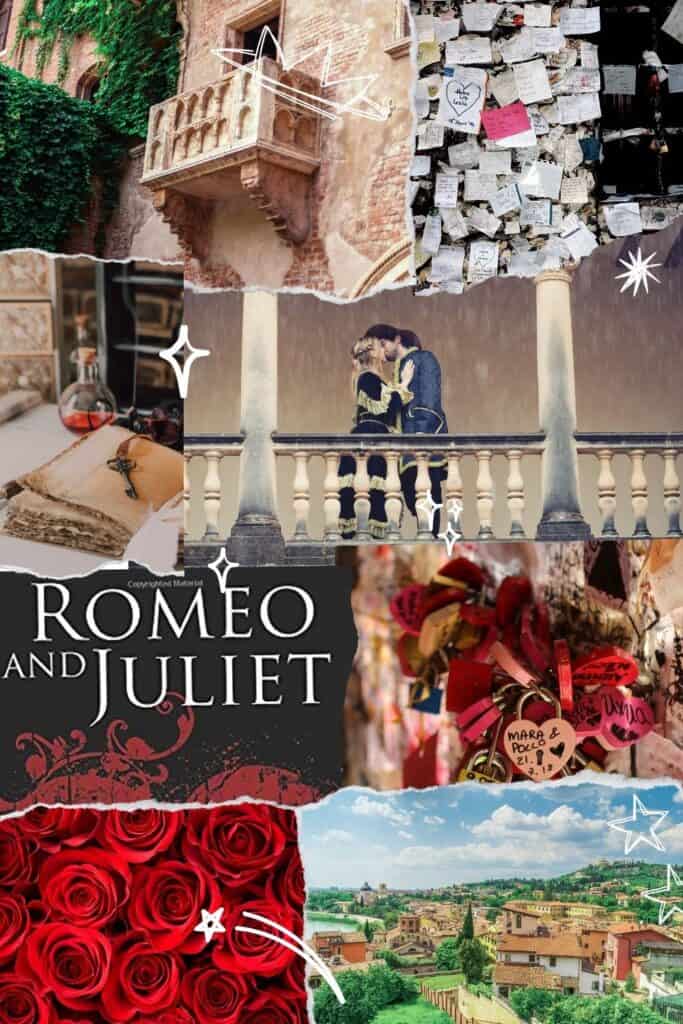 romeo and juliet aesthetic collage.