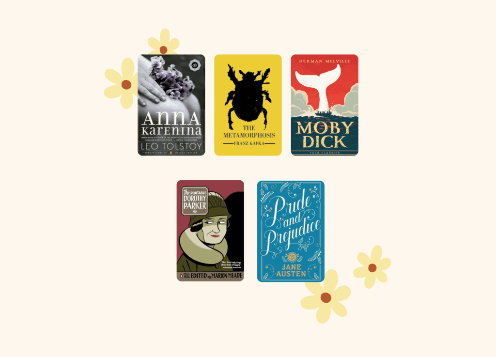 collage of key books from the rory gilmore reading list season one.