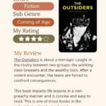 the outsiders by s.e. hinton infographic book review.