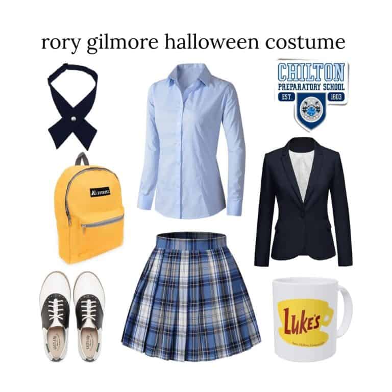 collage of ideas for a rory gilmore halloween costume.