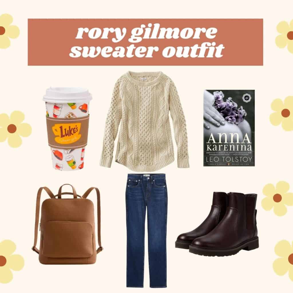 collage of rory gilmore sweater outfit ideas.