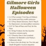 infographic of gilmore girls halloween episodes.