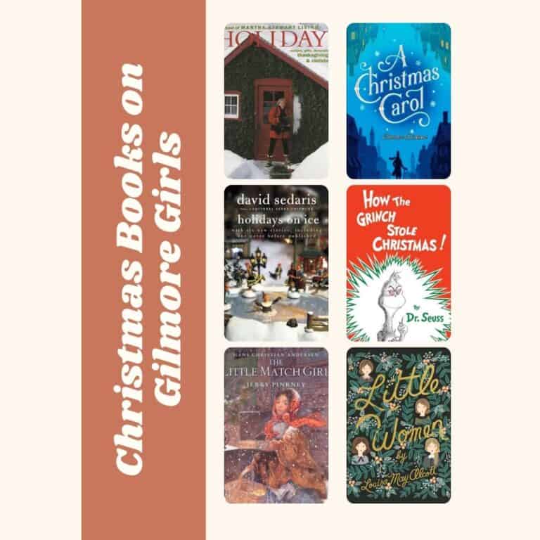 collage of christmas books on gilmore girls.