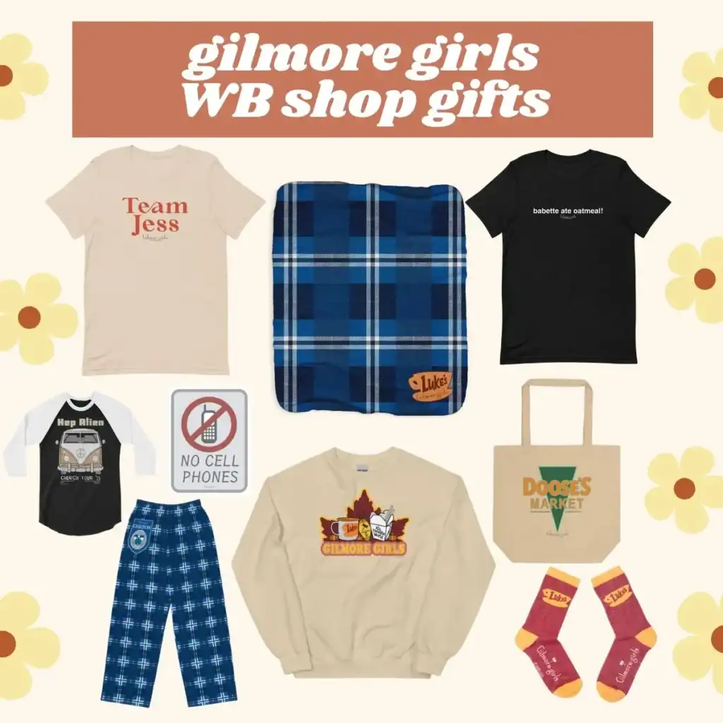 collage of gilmore girls gifts from the WB.