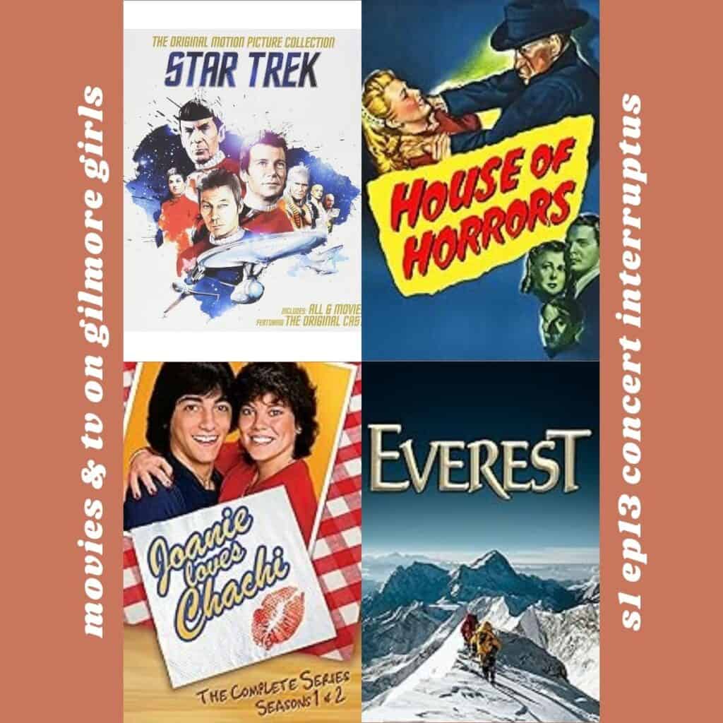 collage of movies and tv on gilmore girls season 1 episode 13 concert interruptus.