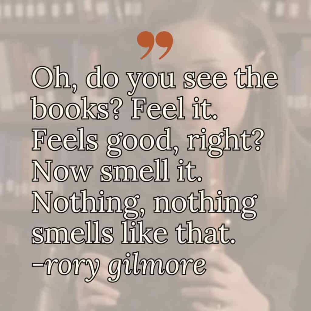 “Oh, do you see the books? Feel it. Feels good, right? Now smell it. Nothing, nothing smells like that.”