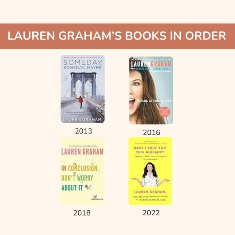 infographic of Lauren Graham's books in order.