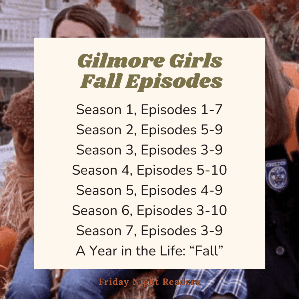 infographic of all fall episodes of gilmore girls.
