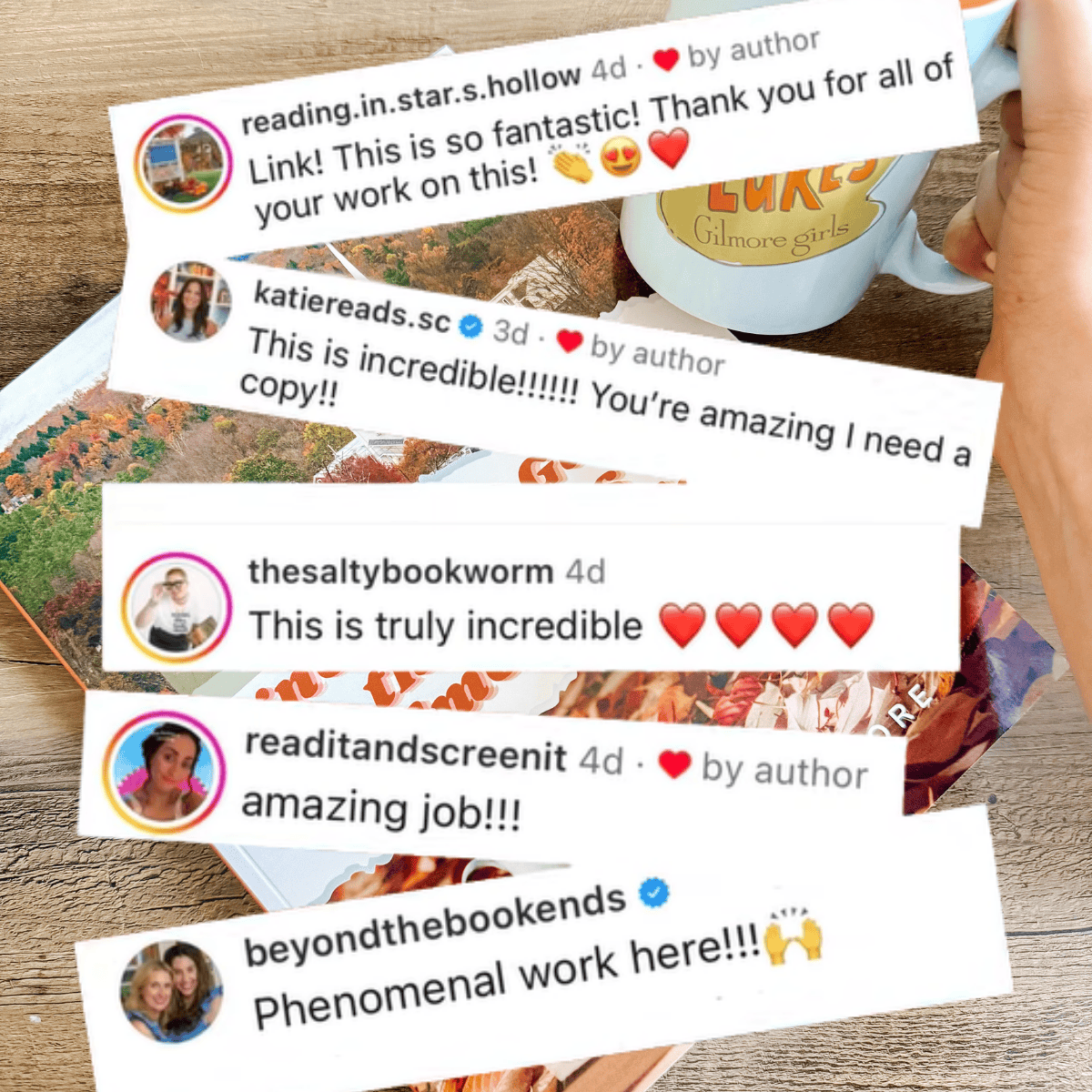 screenshots of reviews of the unofficial guide to the books on gilmore girls.
